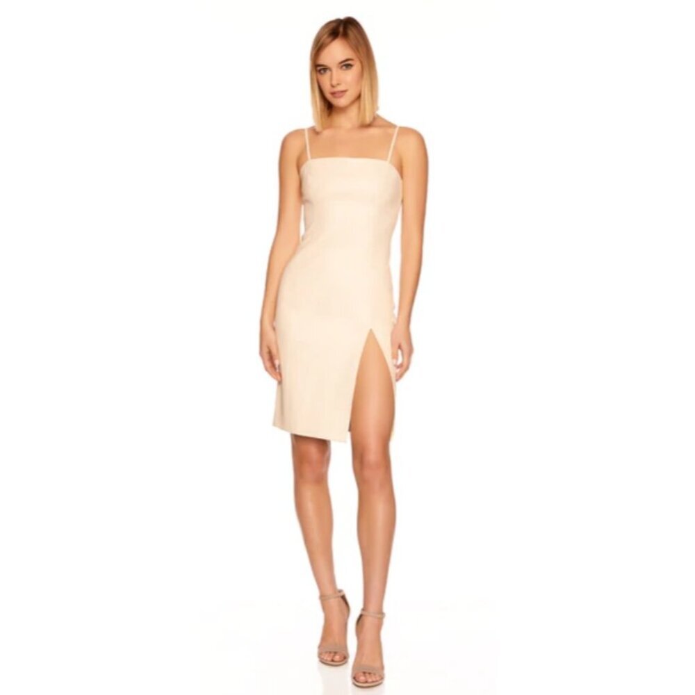 NWT Susana Monaco faux leather thin strap square neck dress Size S